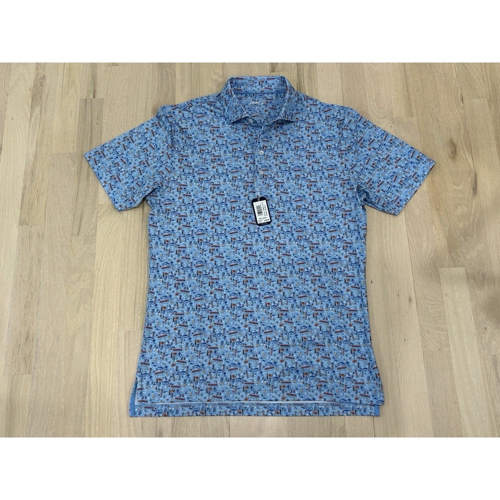 JOHNNIE-O Blue Maliblu Chi-town Polo Sz Small Polyester Blend NWT Brand New $98
